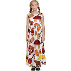 Africa Jungle Ethnic Tribe Travel Seamless Pattern Vector Illustration Kids  Satin Sleeveless Maxi Dress