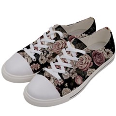 Elegant Seamless Pattern Blush Toned Rustic Flowers Men s Low Top Canvas Sneakers by Hannah976