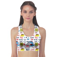 Monster Cool Seamless Pattern Fitness Sports Bra by Hannah976