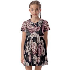 Elegant Seamless Pattern Blush Toned Rustic Flowers Kids  Asymmetric Collar Dress by Hannah976