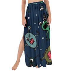 Monster Alien Pattern Seamless Background Maxi Chiffon Tie-up Sarong