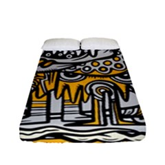 Crazy Abstract Doodle Social Doodle Drawing Style Fitted Sheet (Full/ Double Size)