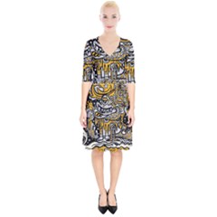 Crazy Abstract Doodle Social Doodle Drawing Style Wrap Up Cocktail Dress by Hannah976