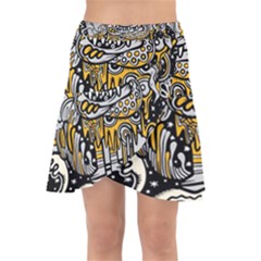 Crazy Abstract Doodle Social Doodle Drawing Style Wrap Front Skirt by Hannah976