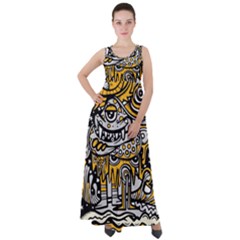 Crazy Abstract Doodle Social Doodle Drawing Style Empire Waist Velour Maxi Dress