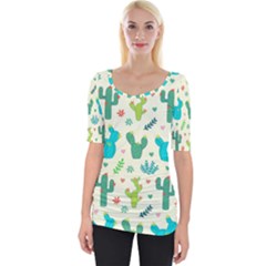 Space Patterns Wide Neckline T-shirt