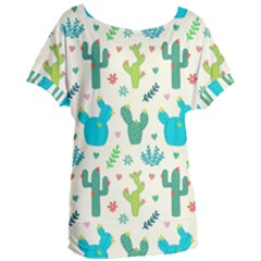 Cactus Succulents Floral Seamless Pattern Women s Oversized T-shirt