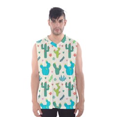 Cactus Succulents Floral Seamless Pattern Men s Basketball Tank Top by Hannah976