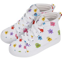 Seamless Pattern Cute Funny Monster Cartoon Isolated White Background Kids  Hi-top Skate Sneakers