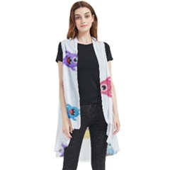 Seamless Pattern Cute Funny Monster Cartoon Isolated White Background Sleeveless Chiffon Waistcoat Shirt