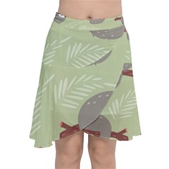 Sloths Pattern Design Chiffon Wrap Front Skirt