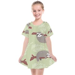 Sloths Pattern Design Kids  Smock Dress by Hannah976