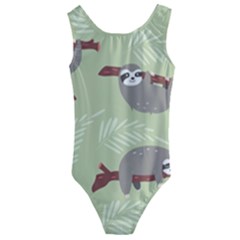 Sloths Pattern Design Kids  Cut-out Back One Piece Swimsuit