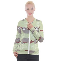 Sloths Pattern Design Casual Zip Up Jacket by Hannah976