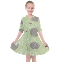 Sloths Pattern Design Kids  All Frills Chiffon Dress by Hannah976