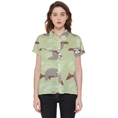 Sloths Pattern Design Short Sleeve Pocket Shirt by Hannah976