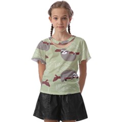 Sloths Pattern Design Kids  Front Cut T-shirt by Hannah976
