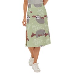 Sloths Pattern Design Midi Panel Skirt by Hannah976