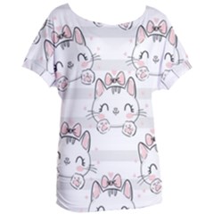 Cat With Bow Pattern Women s Oversized T-shirt
