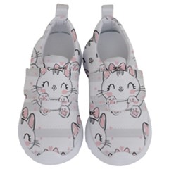 Cat With Bow Pattern Kids  Velcro No Lace Shoes