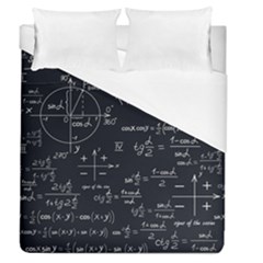Mathematical Seamless Pattern With Geometric Shapes Formulas Duvet Cover (queen Size) by Hannah976