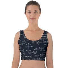 Mathematical Seamless Pattern With Geometric Shapes Formulas Velvet Crop Top