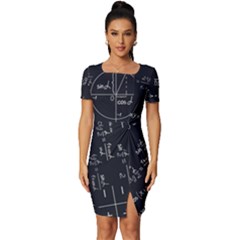 Mathematical Seamless Pattern With Geometric Shapes Formulas Fitted Knot Split End Bodycon Dress by Hannah976