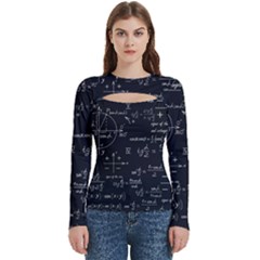 Mathematical Seamless Pattern With Geometric Shapes Formulas Women s Cut Out Long Sleeve T-shirt by Hannah976