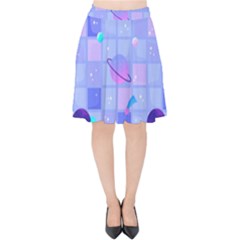 Seamless Pattern Pastel Galaxy Future Velvet High Waist Skirt