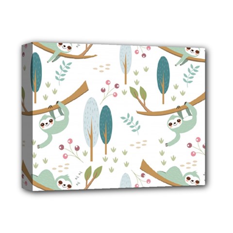 Pattern Sloth Woodland Deluxe Canvas 14  X 11  (stretched) by Hannah976