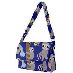 Hand Drawn Cute Sloth Pattern Background Full Print Messenger Bag (s) by Hannah976