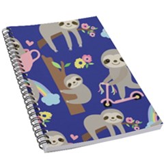 Hand Drawn Cute Sloth Pattern Background 5 5  X 8 5  Notebook