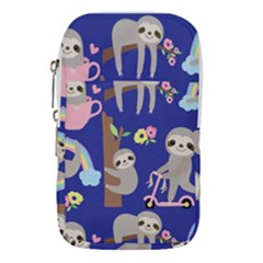 Hand Drawn Cute Sloth Pattern Background Waist Pouch (large) by Hannah976