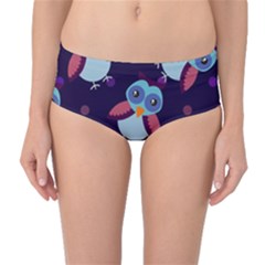 Owl Pattern Background Mid-waist Bikini Bottoms by Hannah976