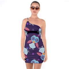 Owl Pattern Background One Shoulder Ring Trim Bodycon Dress by Hannah976