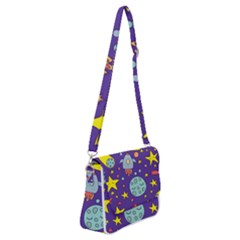 Card With Lovely Planets Shoulder Bag With Back Zipper