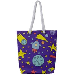 Card With Lovely Planets Full Print Rope Handle Tote (small) by Hannah976
