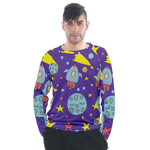 Card With Lovely Planets Men s Long Sleeve Raglan T-shirt by Hannah976