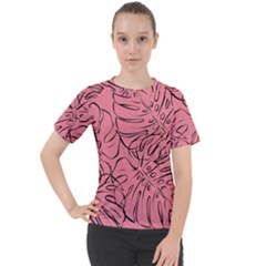 Pink Monstera Women s Sport Raglan T-Shirt