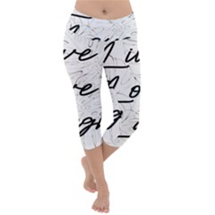 Live Love Laugh Monstera  Lightweight Velour Capri Yoga Leggings by ConteMonfrey