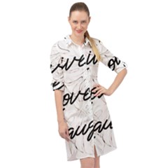 Live Love Laugh Monstera  Long Sleeve Mini Shirt Dress by ConteMonfrey