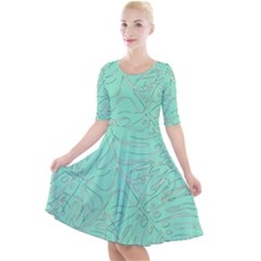 Ocean Monstera Quarter Sleeve A-line Dress by ConteMonfrey