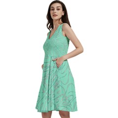 Ocean Monstera Sleeveless V-neck Skater Dress With Pockets by ConteMonfrey