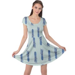 Blue King Pineapple  Cap Sleeve Dress