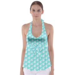 Spring Happiness Blue Ocean Tie Back Tankini Top by ConteMonfrey