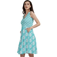 Spring Happiness Blue Ocean Sleeveless V-neck Skater Dress With Pockets by ConteMonfrey