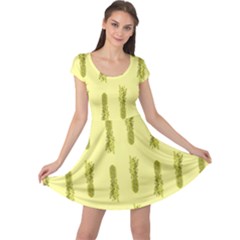 Yellow Pineapple Cap Sleeve Dress