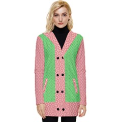  Spooky Pink Green Halloween  Button Up Hooded Coat  by ConteMonfrey