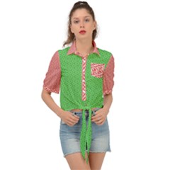  Spooky Pink Green Halloween  Tie Front Shirt 