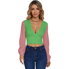  Spooky Pink Green Halloween  Long Sleeve Deep-V Velour Top